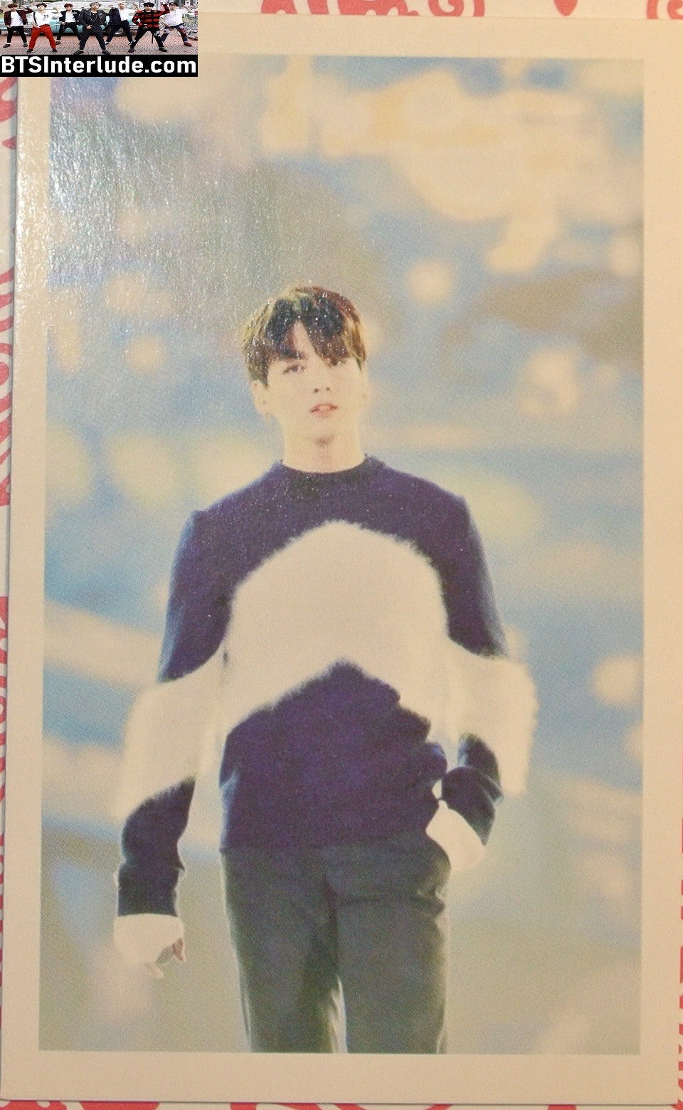 BTS PHOTOCARD FANSITE JEON JUNGKOOK 전정국 BLACK WHITE CHEVRON SWEATER PC PHOTO CARD