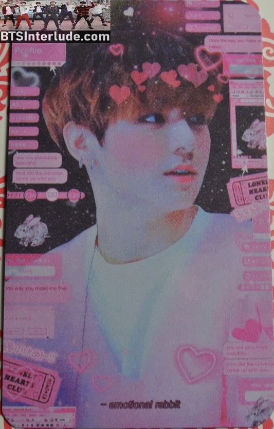 BTS PHOTOCARD FANSITE JEON JUNGKOOK 전정국 EMOTIONAL RABBIT FANSITE PINK SWEATER PHOTO CARD