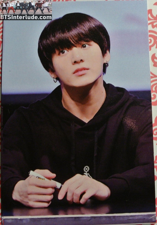 BTS PHOTOCARD FANSITE JEON JUNGKOOK 전정국 LOVE SINGE 1997 FANSITE BLACK HOODIE FANSIGN PHOTO CARD