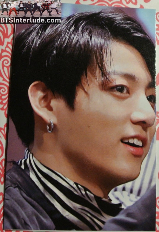 BTS PHOTOCARD FANSITE JEON JUNGKOOK 전정국 LOVE SINGE 1997 FANSITE BLACK WHITE STRIPED SCARF PROFILE PHOTO CARD