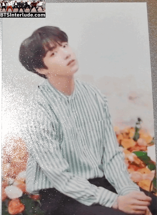 BTS PHOTOCARD FANSITE JEON JUNGKOOK 전정국 LOVE YOURSELF WORLD TOUR JAPAN STRIPED SHIRT FLOWERS PHOTO CARD PC