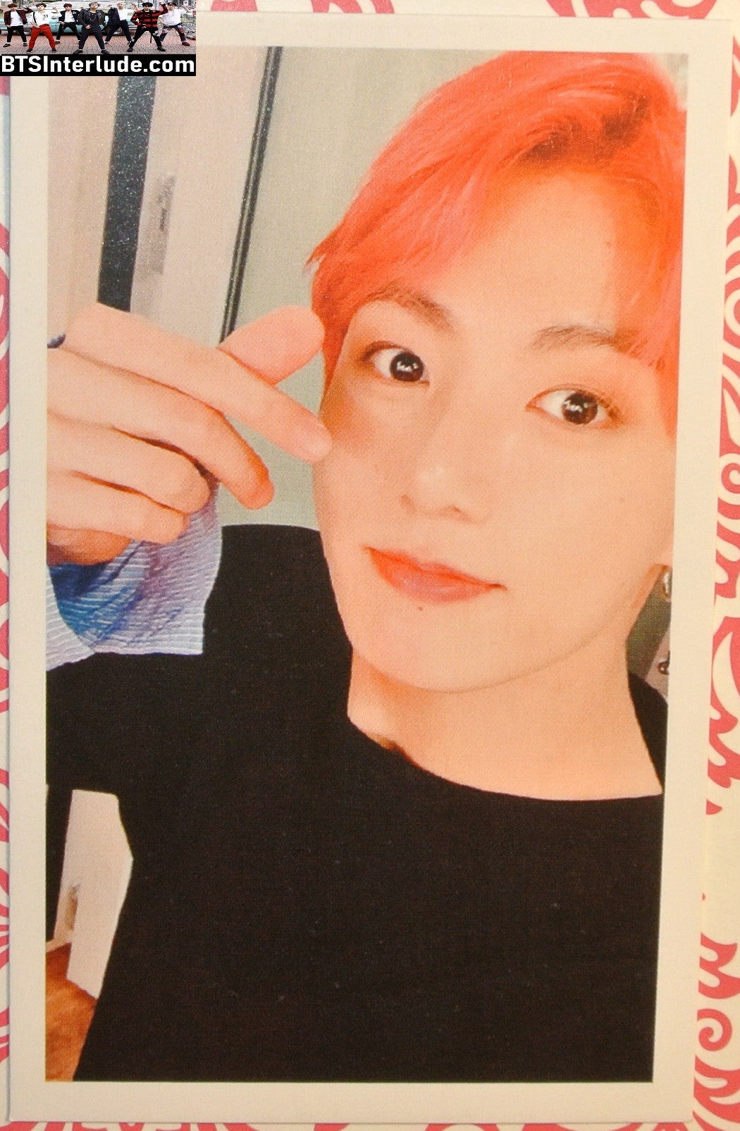 BTS PHOTOCARD FANSITE JEON JUNGKOOK 전정국 ORANGE HAIR FINGER HEART MIC PC PHOTO CARD