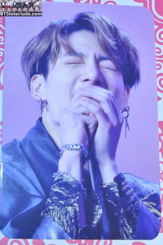 BTS PHOTOCARD FANSITE JEON JUNGKOOK 전정국 BLUE SATIN SINGING THE KNOCK FANSITE ADDICTED PHOTO CARD