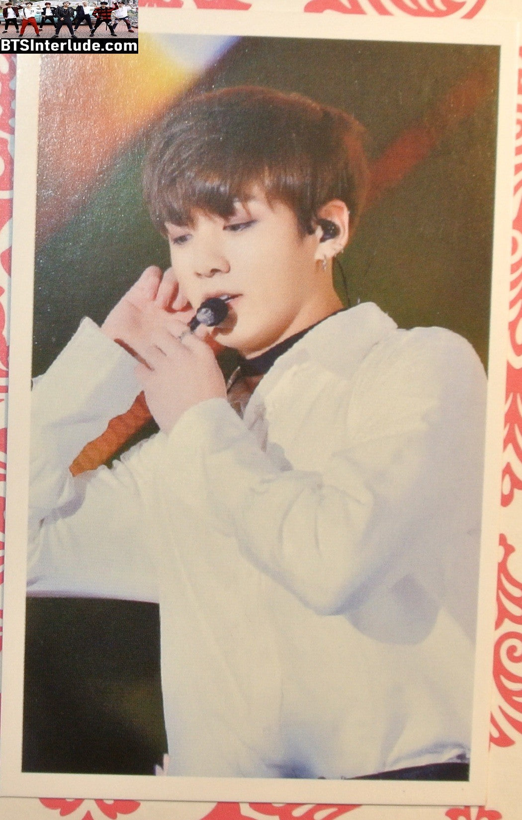 BTS PHOTOCARD FANSITE JEON JUNGKOOK 전정국 WHITE BUTTON DOWN SHIRT MIC PC PHOTO CARD