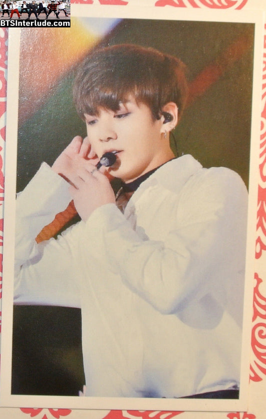 BTS PHOTOCARD FANSITE JEON JUNGKOOK 전정국 WHITE BUTTON DOWN SHIRT MIC PC PHOTO CARD