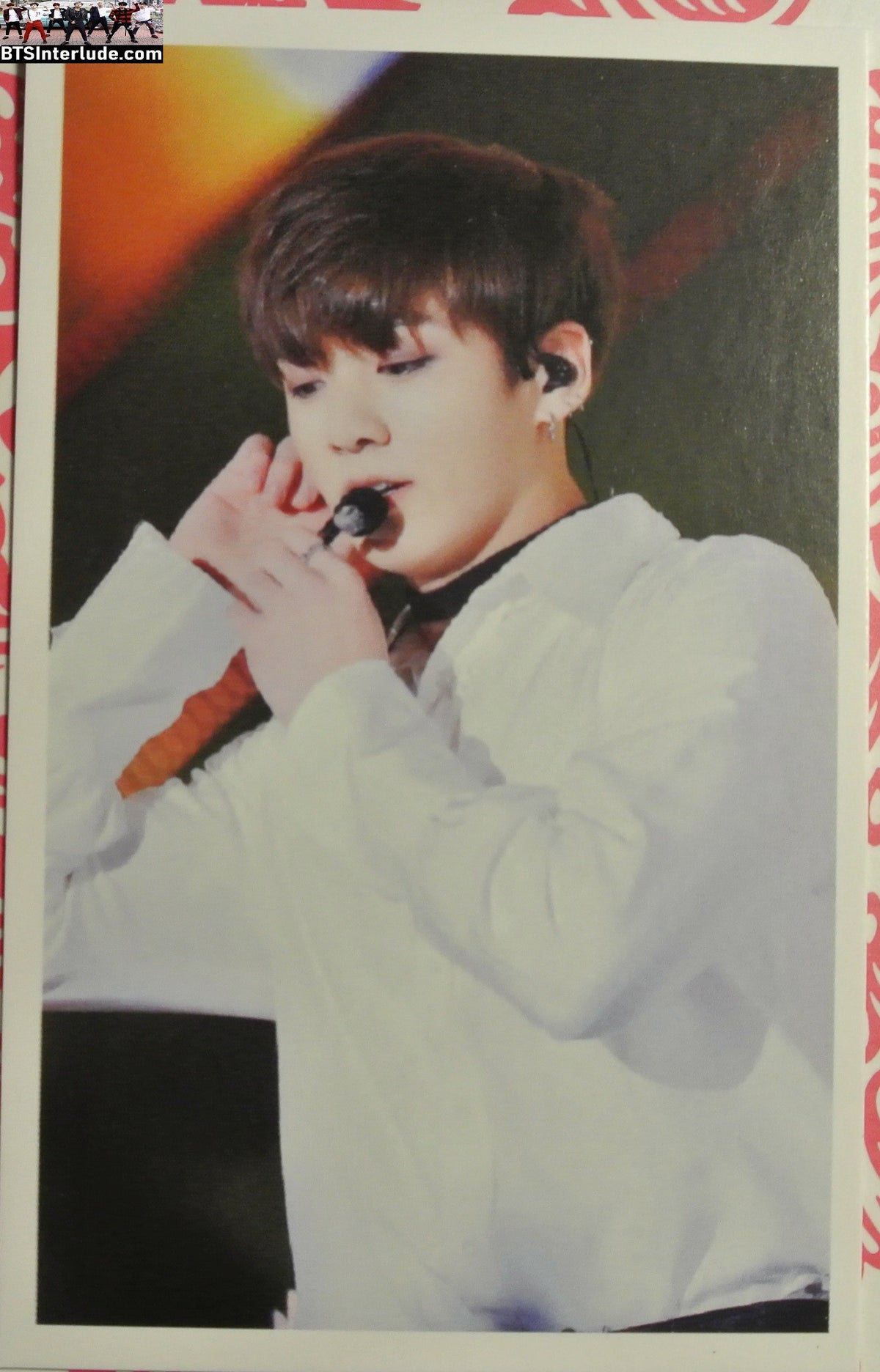 BTS PHOTOCARD FANSITE JEON JUNGKOOK 전정국 WHITE BUTTON DOWN SHIRT MIC PC PHOTO CARD