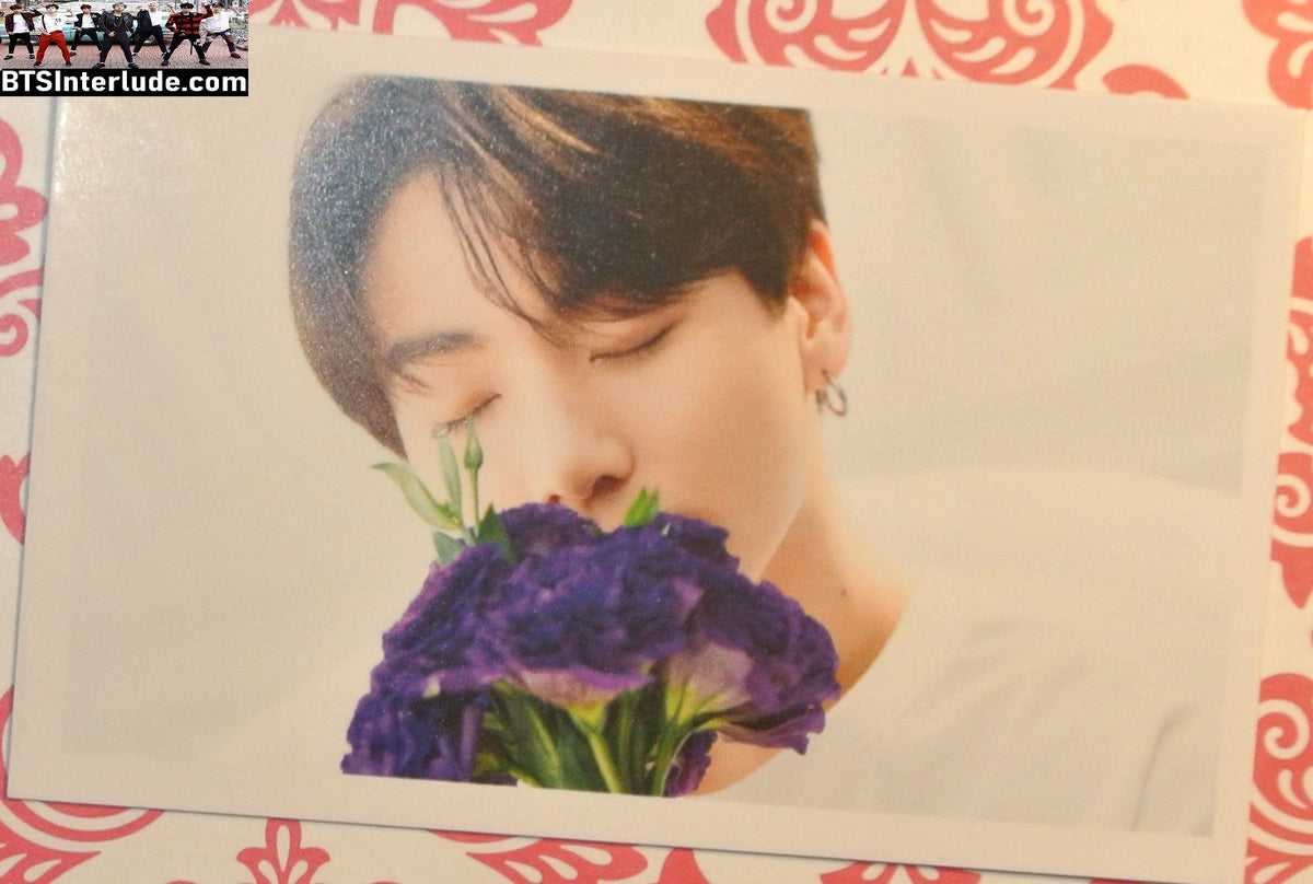 BTS PHOTOCARD FANSITE JEON JUNGKOOK 전정국 WHITE SHIRT PURPLE FLOWERS PC PHOTO CARD
