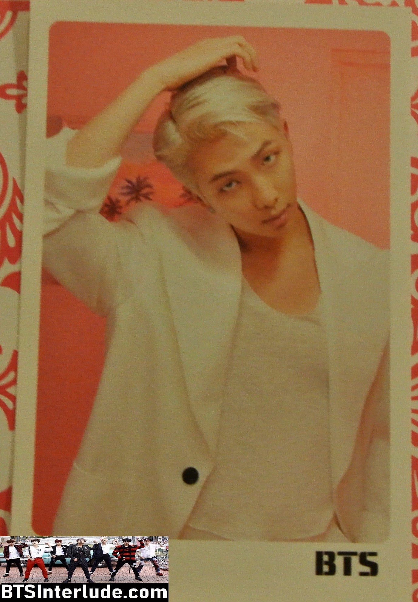 BTS PHOTOCARD FANSITE RM KIM NAMJOON 김남준 BLOND HAIR WHITE SUIT PHOTO CARD PC