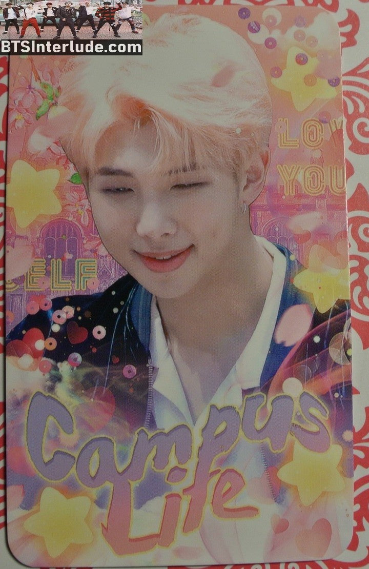 BTS PHOTOCARD FANSITE RM KIM NAMJOON 김남준 CAMPUS LIFE FANSITE PINK HAIR PHOTO CARD