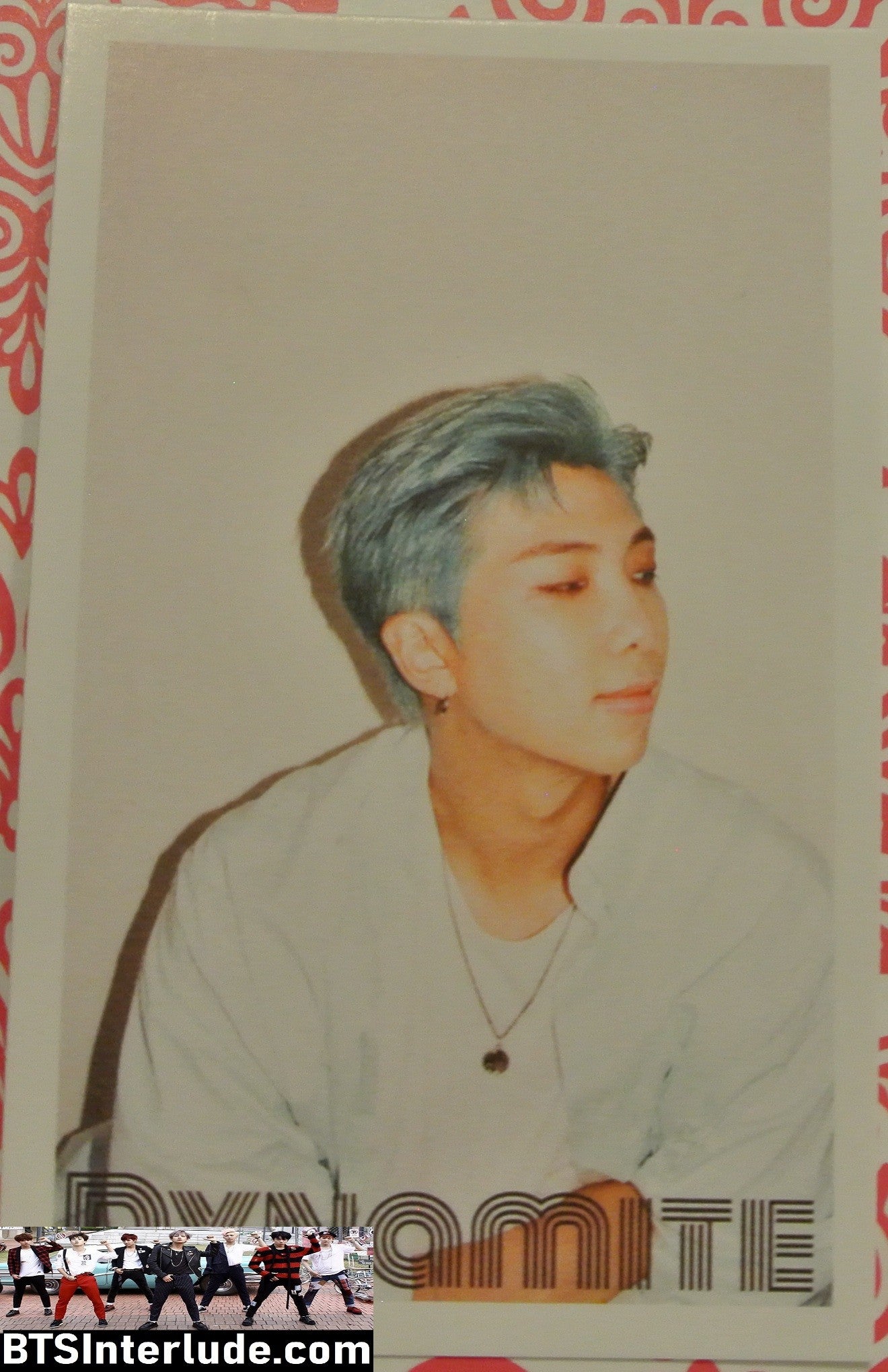 BTS PHOTOCARD FANSITE RM KIM NAMJOON 김남준 DYNAMITE WALL BLUE HAIR PHOTO CARD PC