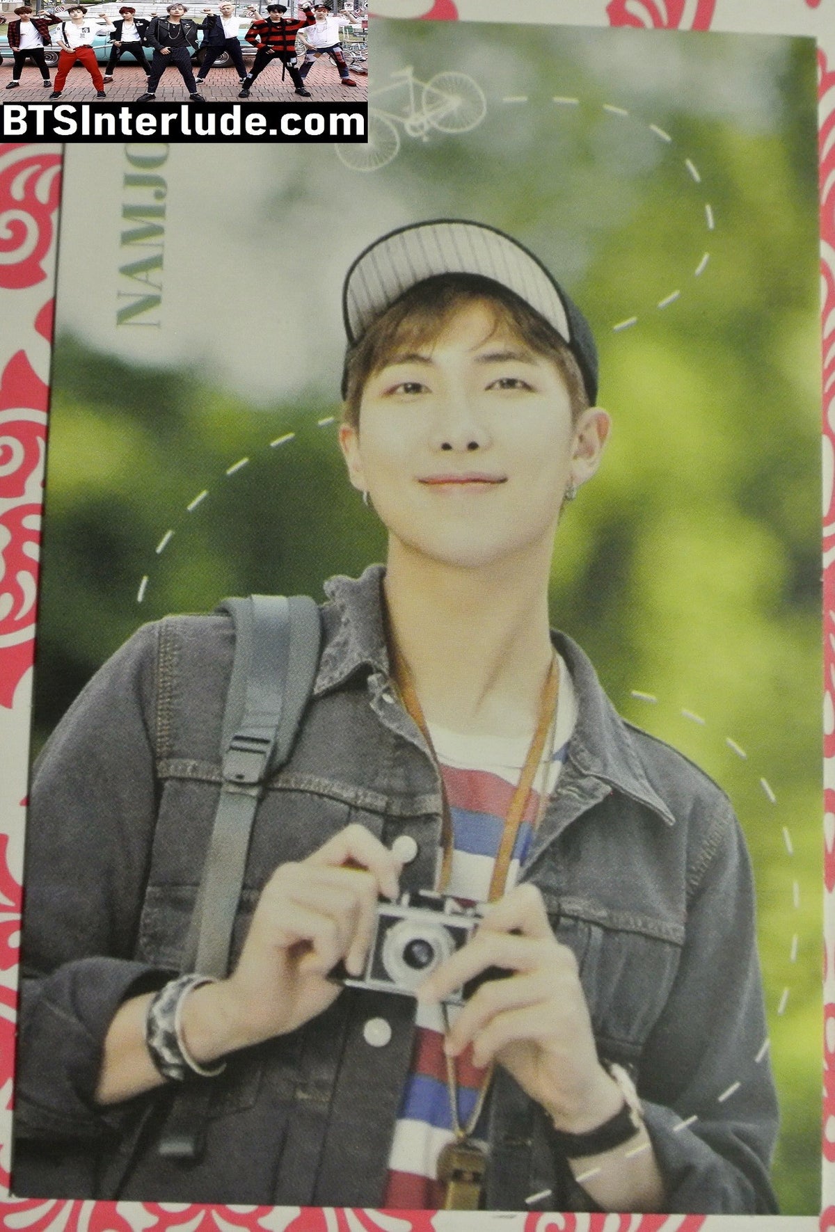 BTS PHOTOCARD FANSITE RM KIM NAMJOON 김남준 2 SIDED CAMERA BICYCLE PHOTO CARD PC