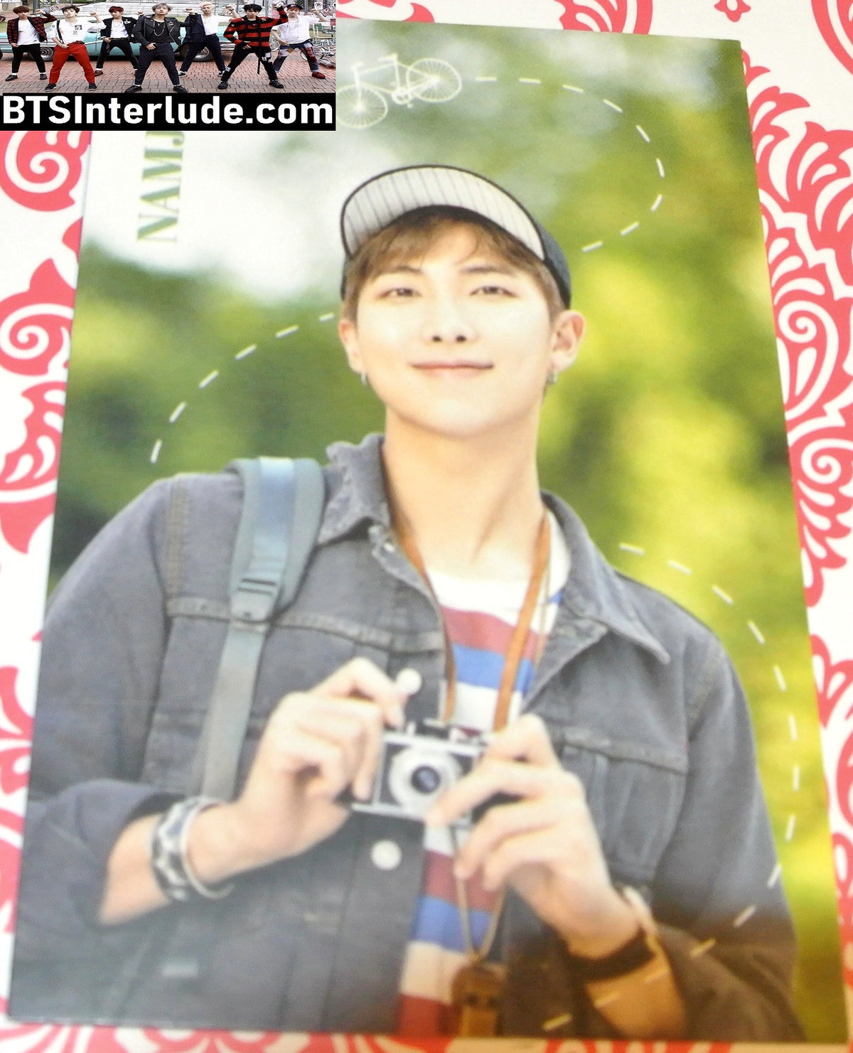 BTS PHOTOCARD FANSITE RM KIM NAMJOON 김남준 2 SIDED CAMERA BICYCLE PHOTO CARD PC