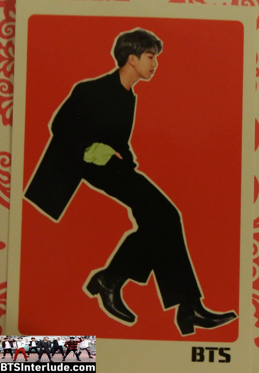 BTS PHOTOCARD FANSITE RM KIM NAMJOON 김남준 RED BACKGROUND BLACK SUIT PROFILE PHOTO CARD PC