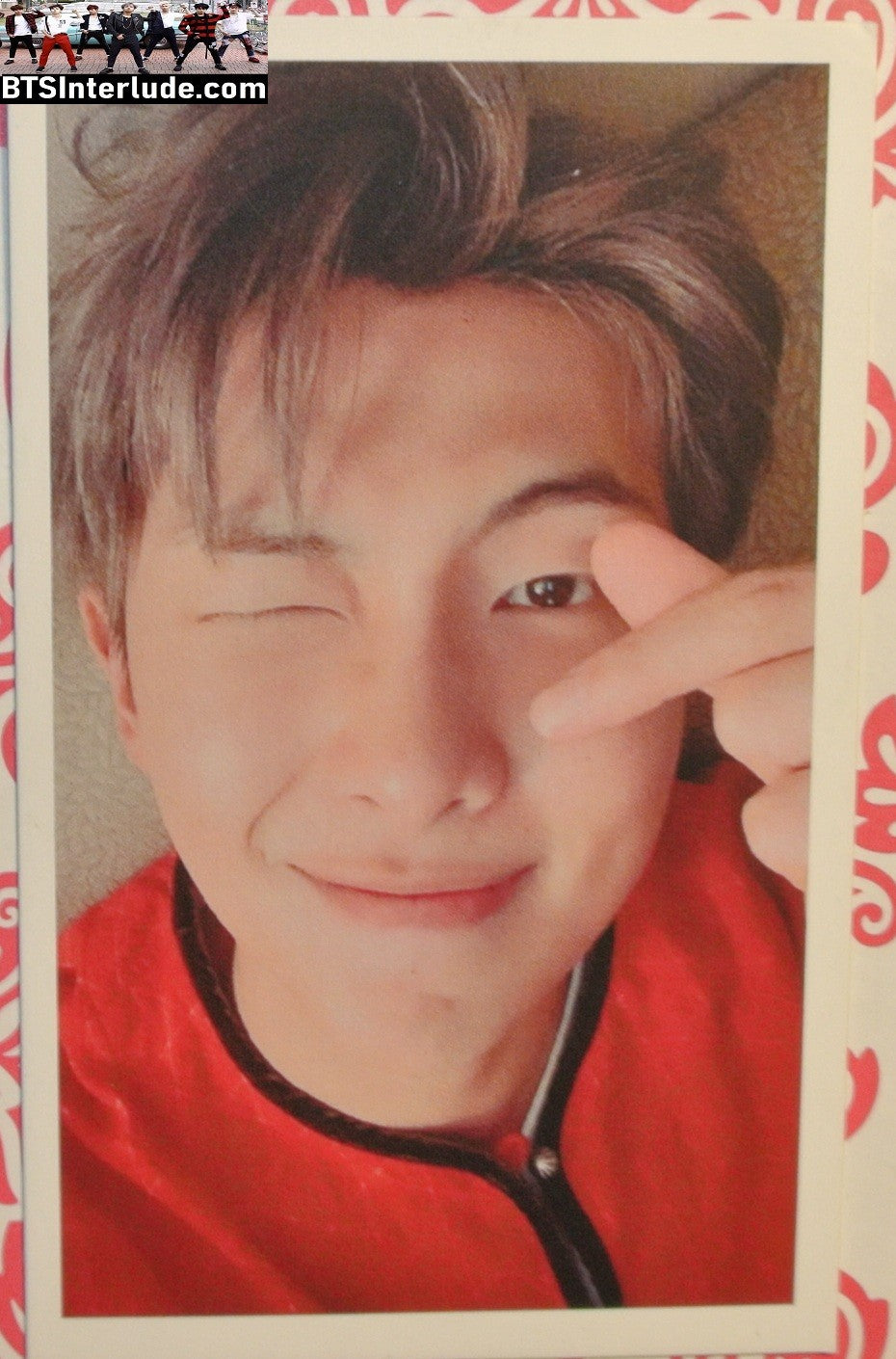 BTS PHOTOCARD FANSITE RM KIM NAMJOON 김남준 RED JACKET FINGER HEART PC PHOTO CARD