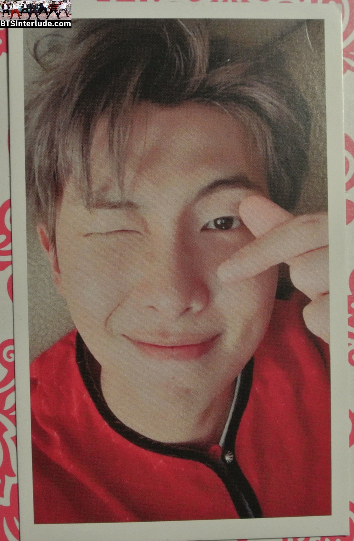 BTS PHOTOCARD FANSITE RM KIM NAMJOON 김남준 RED JACKET FINGER HEART PC PHOTO CARD