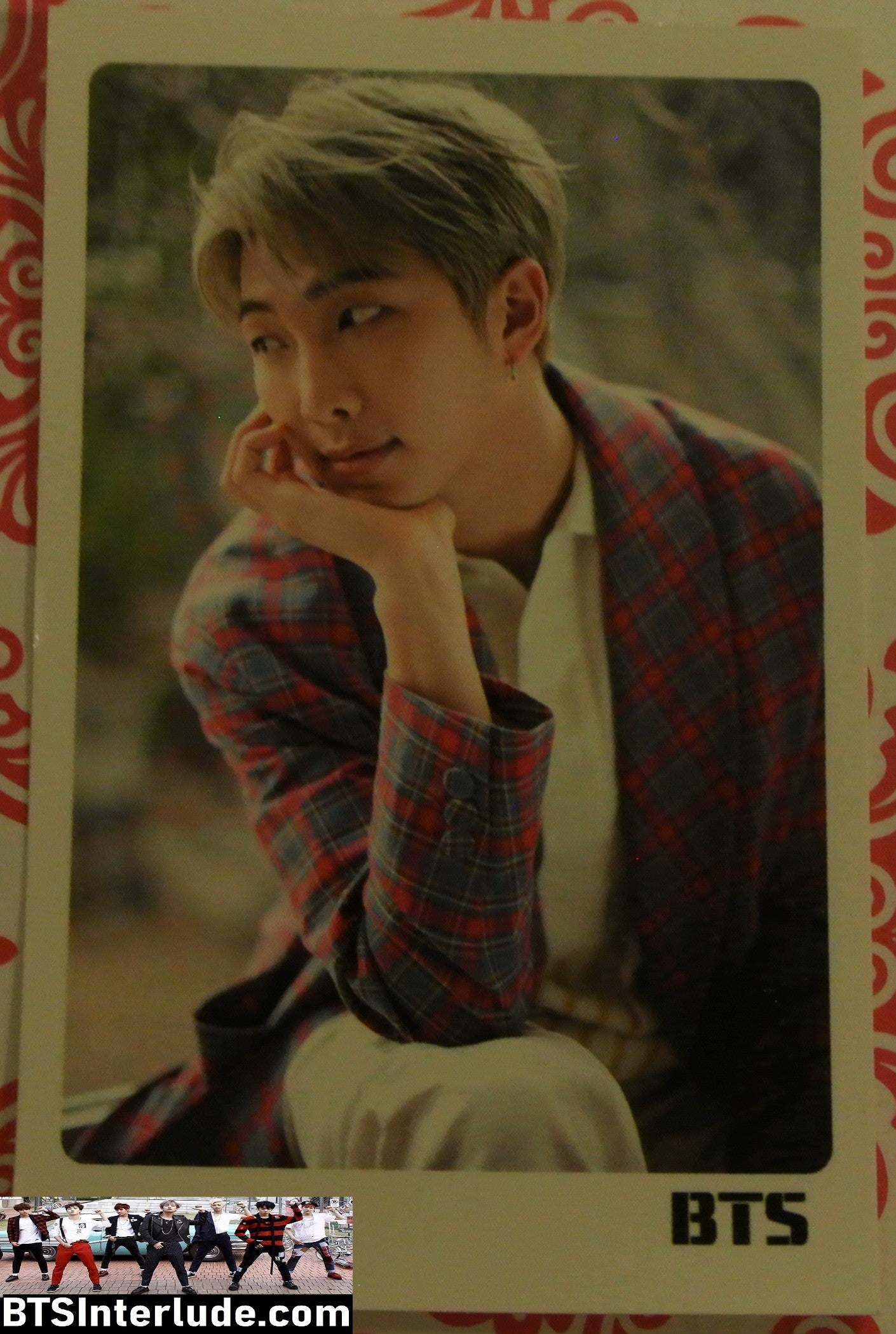 BTS PHOTOCARD FANSITE RM KIM NAMJOON 김남준 RED PLAID ROBE PHOTO CARD PC
