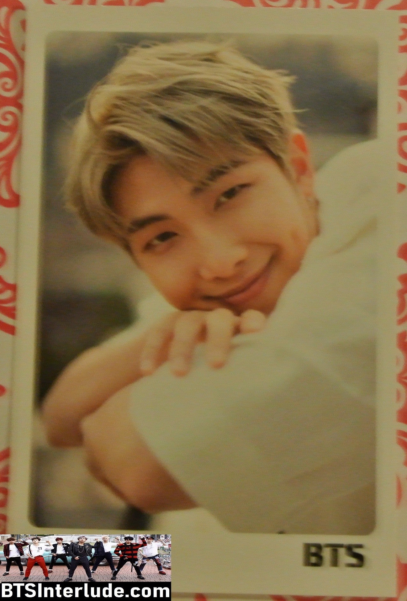 BTS PHOTOCARD FANSITE RM KIM NAMJOON 김남준 BLOND HAIR WHITE DICON SMILE PHOTO CARD PC
