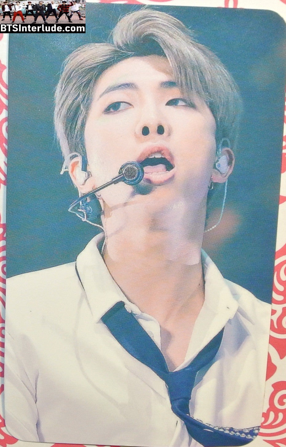 BTS PHOTOCARD FANSITE RM KIM NAMJOON 김남준 WHITE SHIRT BLACK TIE PC PHOTO CARD