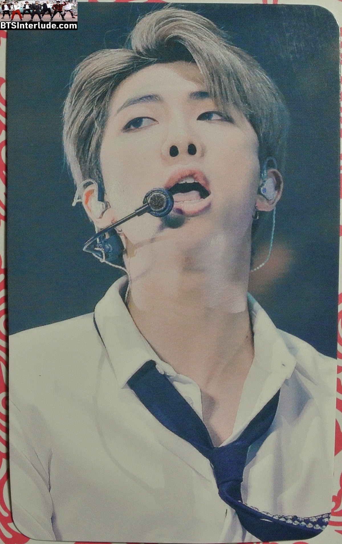 BTS PHOTOCARD FANSITE RM KIM NAMJOON 김남준 WHITE SHIRT BLACK TIE PC PHOTO CARD