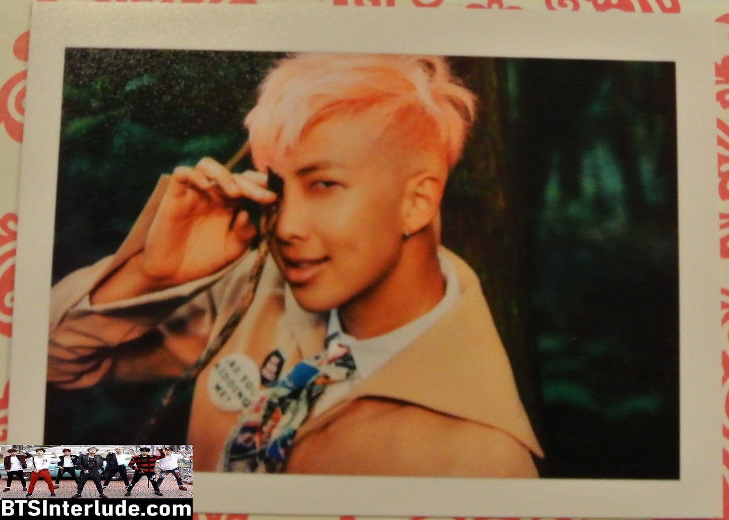 BTS PHOTOCARD FANSITE RM KIM NAMJOON 김남준 PINK HAIR TAN JACKET YOU NEVER WALK ALONE PHOTO CARD PC