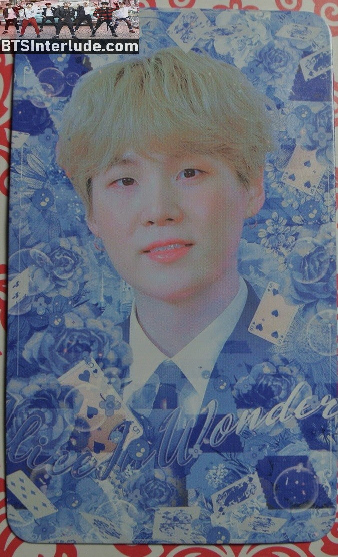 BTS PHOTOCARD FANSITE SUGA MIN YOONGI 민윤기 ALICE IN WONDER FANSITE BLUE PHOTO CARD