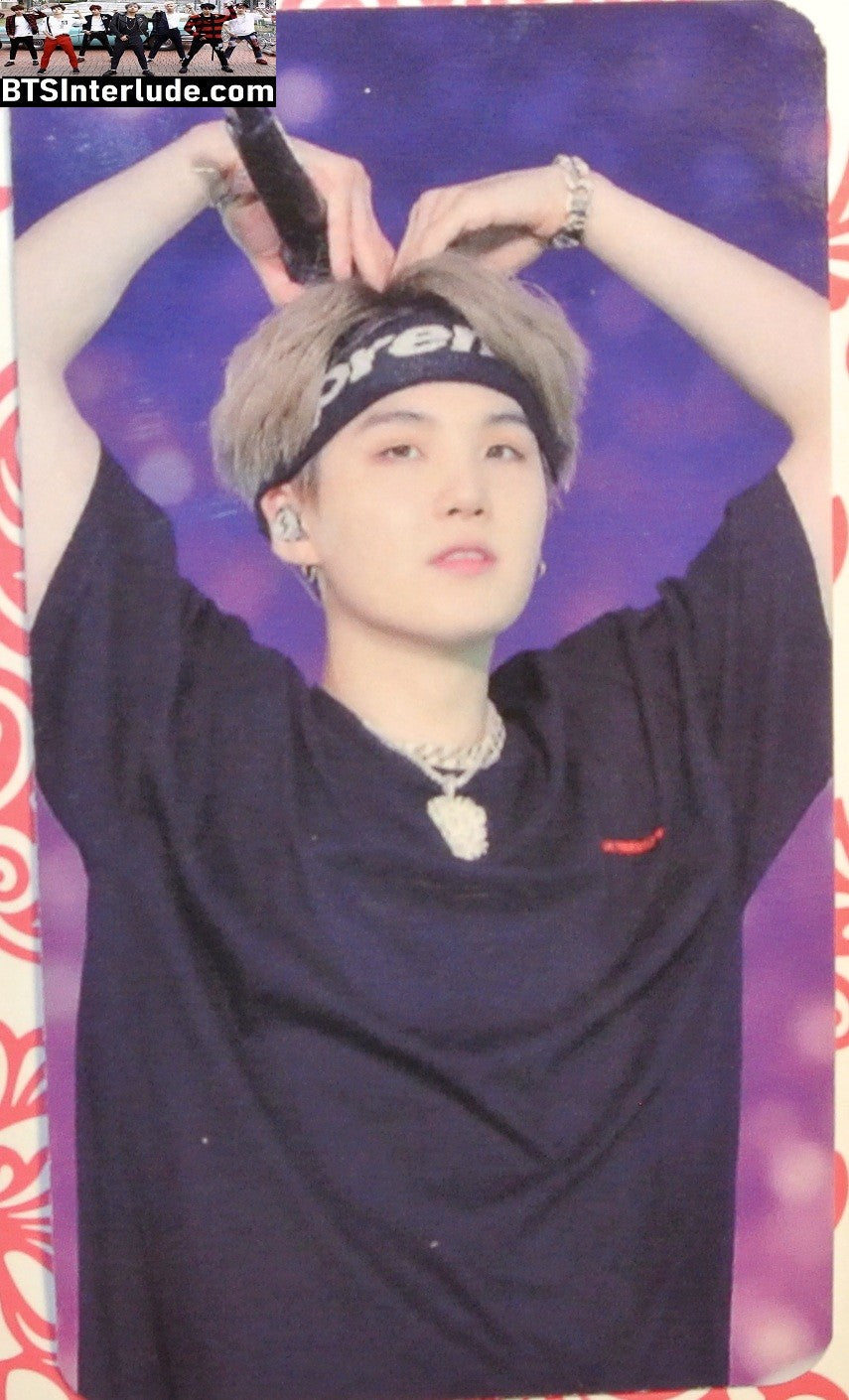 BTS PHOTOCARD FANSITE SUGA MIN YOONGI 민윤기 BLACK SHIRT HEADBAND ARM HEART PC PHOTO CARD