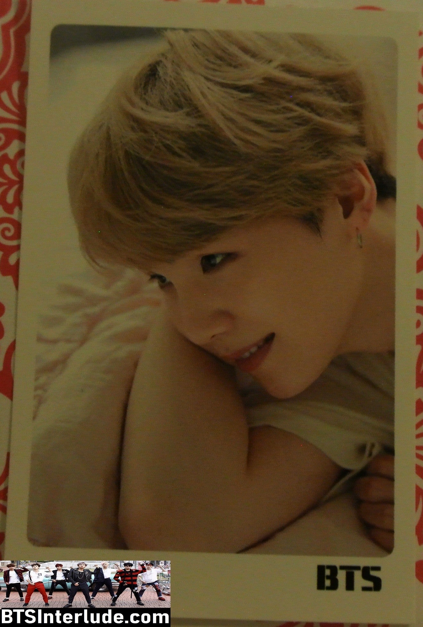 BTS PHOTOCARD FANSITE SUGA MIN YOONGI 민윤기 BLOND HAIR 3/4 PROFILE PHOTO CARD PC