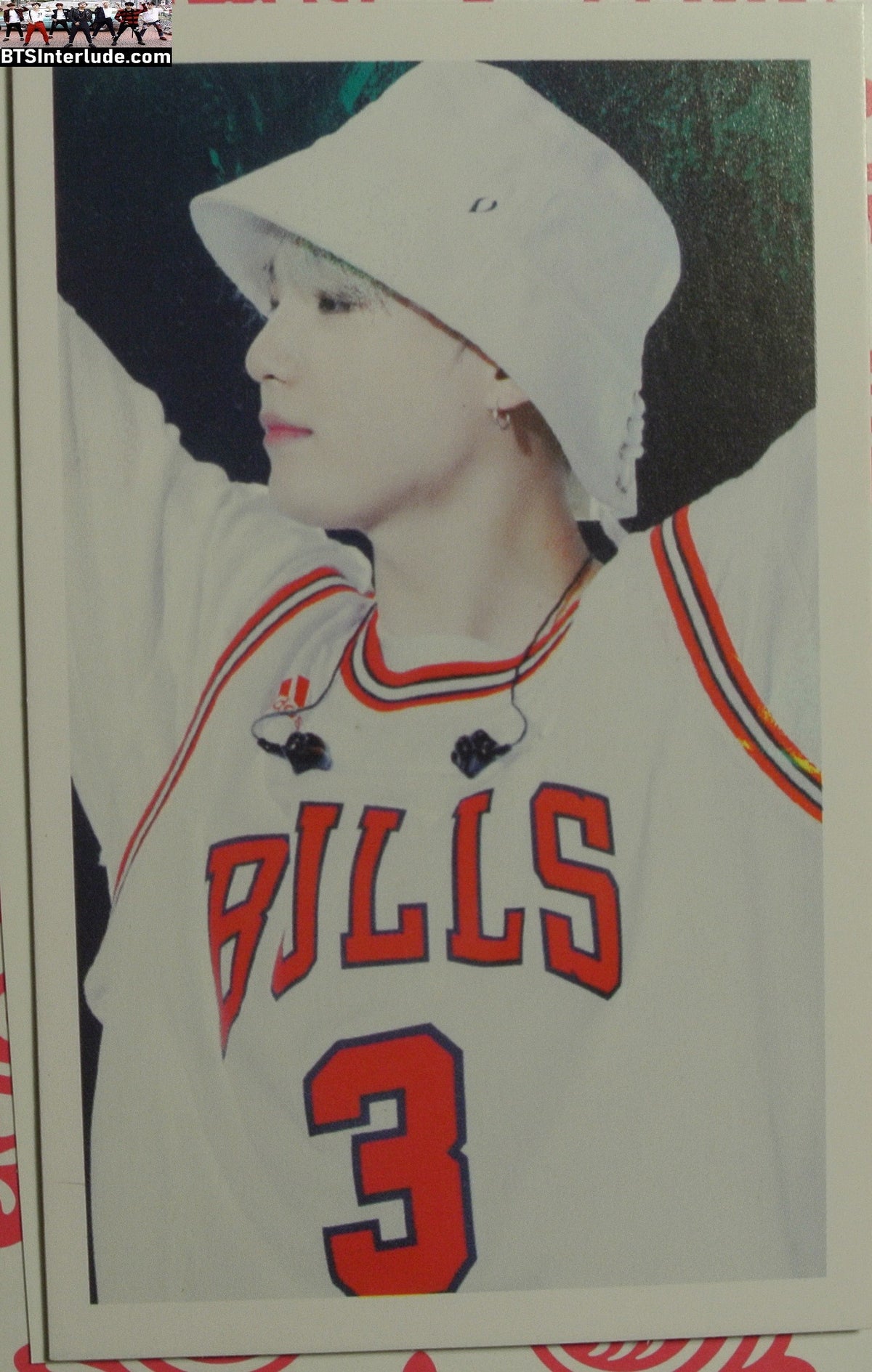 BTS PHOTOCARD FANSITE SUGA MIN YOONGI 민윤기 BULLS JERSEY BUCKET HAT PROFILE BLOND HAIR PC PHOTO CARD