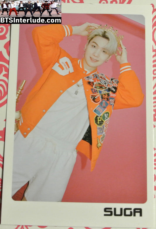 BTS PHOTOCARD FANSITE SUGA MIN YOONGI 민윤기 BLOND HAIR ORANGE JACKET PHOTO CARD PC