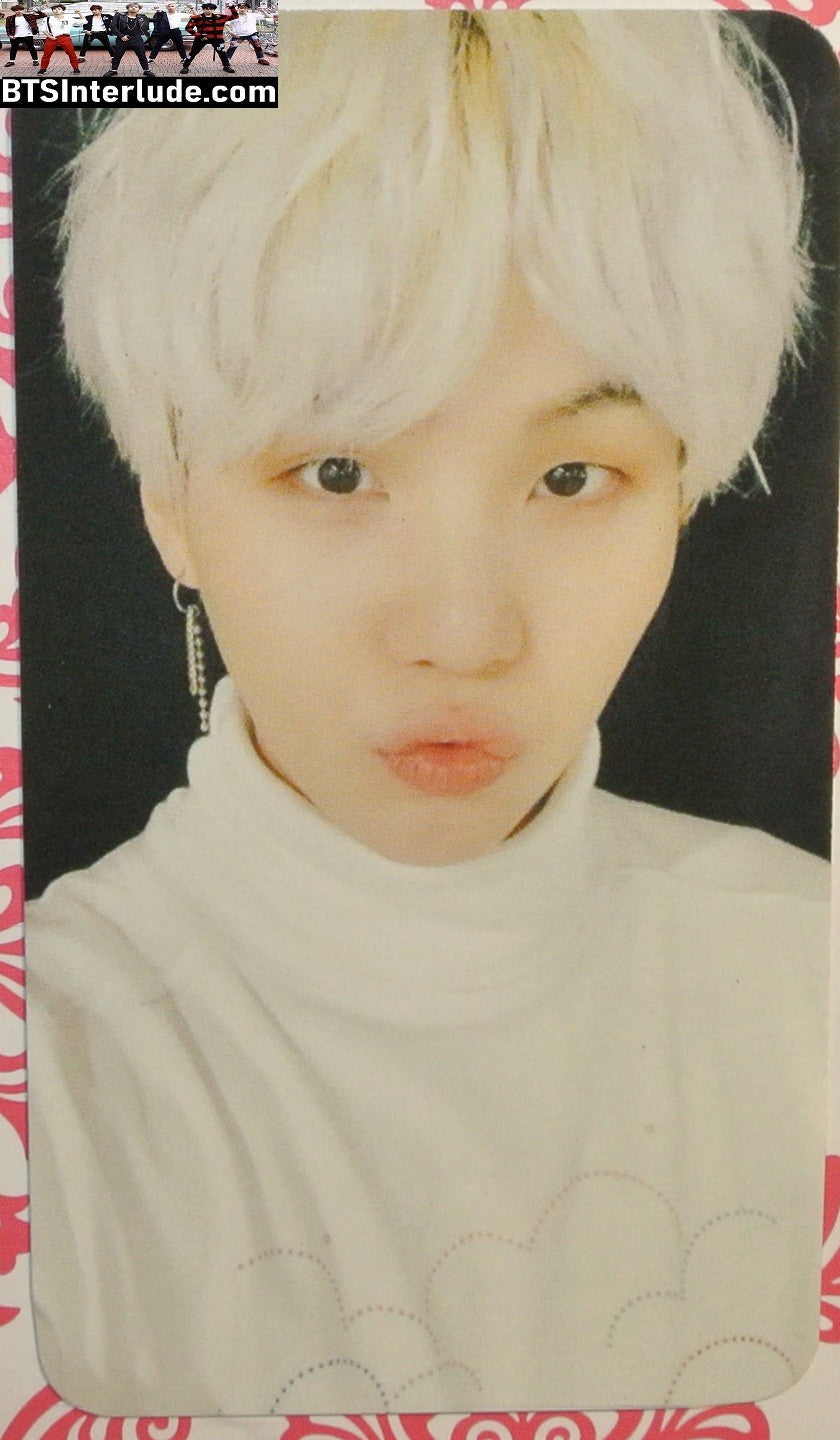 BTS PHOTOCARD FANSITE SUGA MIN YOONGI 민윤기 BLOND HAIR WHITE TURTLENECK PC PHOTO CARD