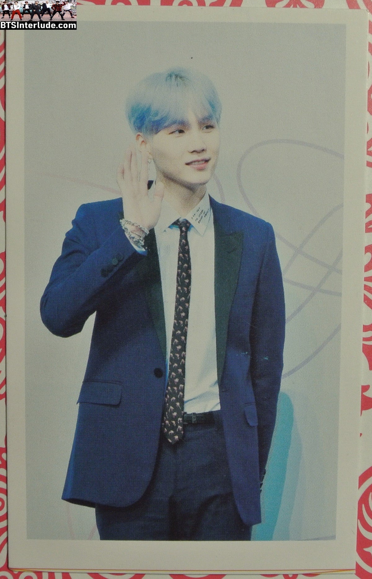 BTS PHOTOCARD FANSITE SUGA MIN YOONGI 민윤기 BLUE HAIR NAVY SUIT PC PHOTO CARD