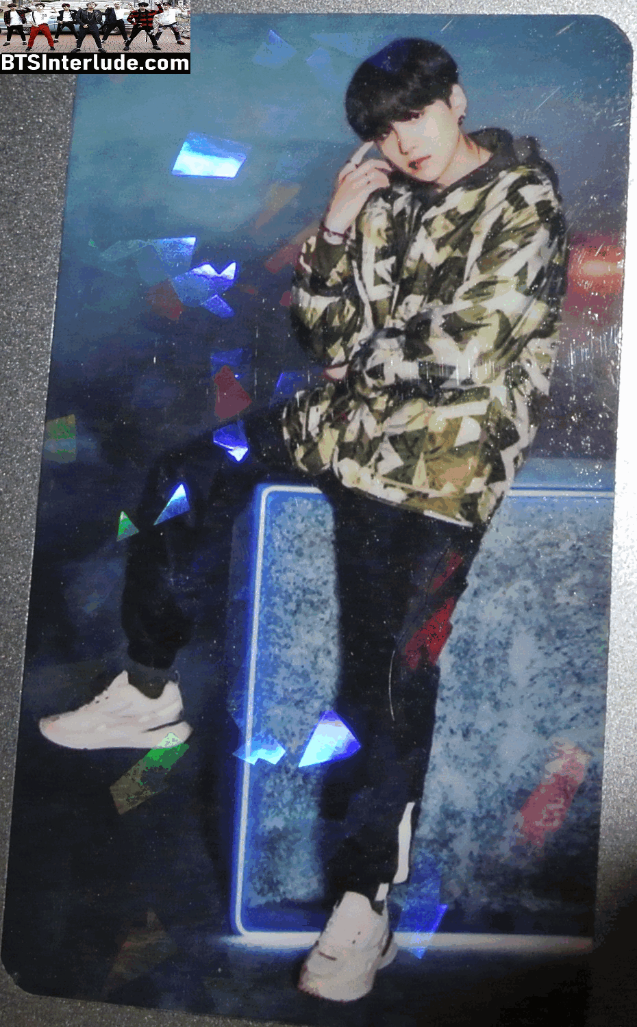 BTS PHOTOCARD FANSITE SUGA MIN YOONGI 민윤기 GLITTER BLACK WHITE JACKET PHOTO CARD PC