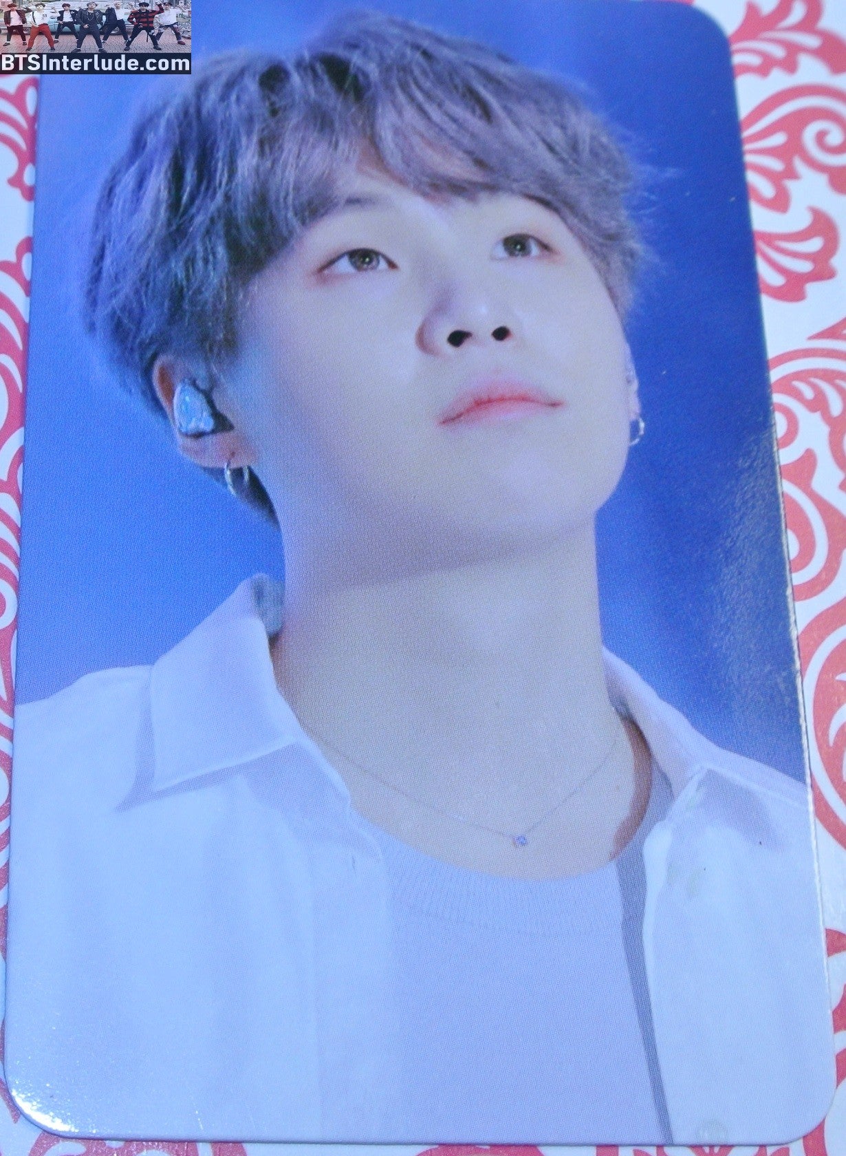 BTS PHOTOCARD FANSITE SUGA MIN YOONGI 민윤기 WHITE SHIRT COTTON KITTY FANSITE PHOTO CARD