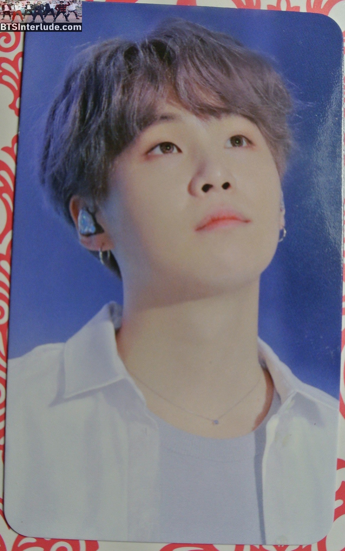 BTS PHOTOCARD FANSITE SUGA MIN YOONGI 민윤기 WHITE SHIRT COTTON KITTY FANSITE PHOTO CARD