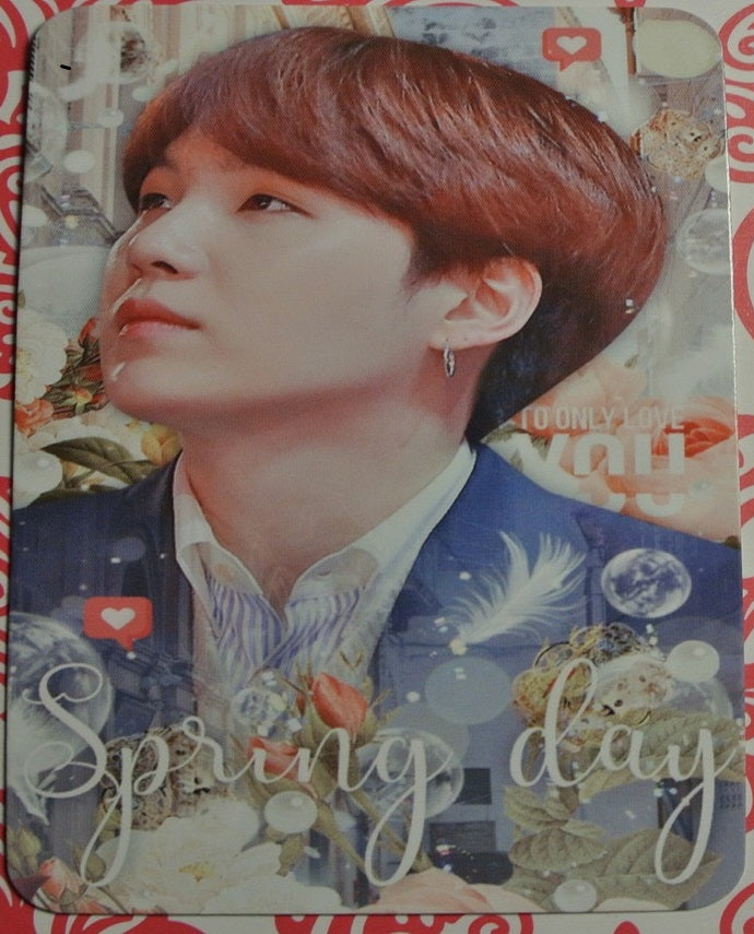 BTS PHOTOCARD FANSITE SUGA MIN YOONGI 민윤기 SPRING DAY FANSITE RED HAIR PHOTO CARD