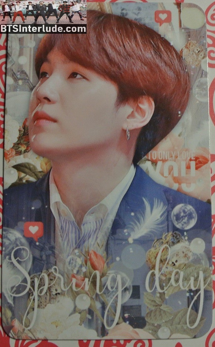 BTS PHOTOCARD FANSITE SUGA MIN YOONGI 민윤기 SPRING DAY FANSITE RED HAIR PHOTO CARD