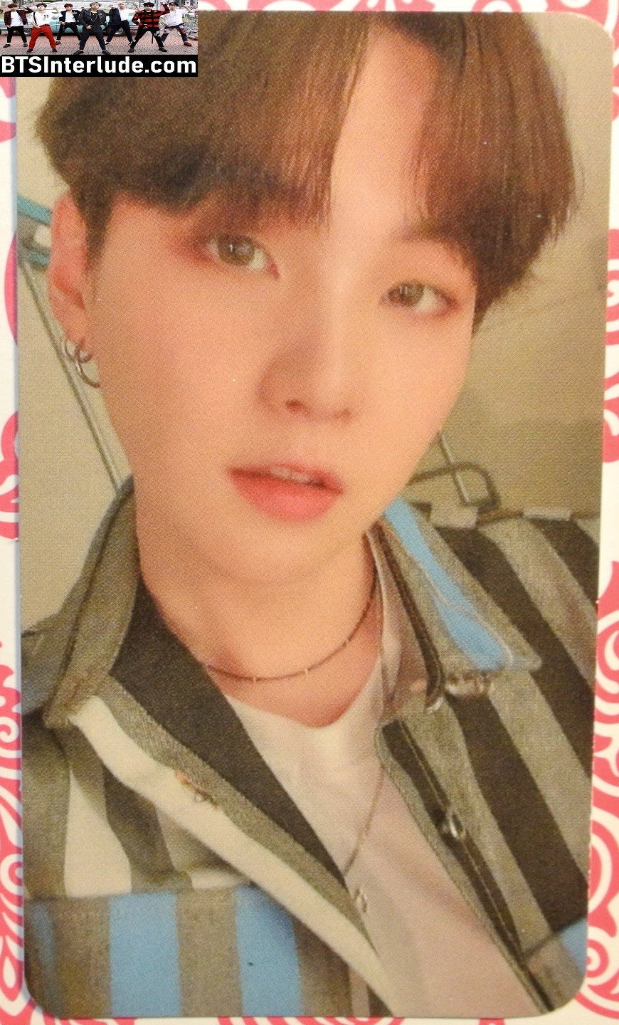 BTS PHOTOCARD FANSITE SUGA MIN YOONGI 민윤기 STRIPED SHIRT PC PHOTO CARD