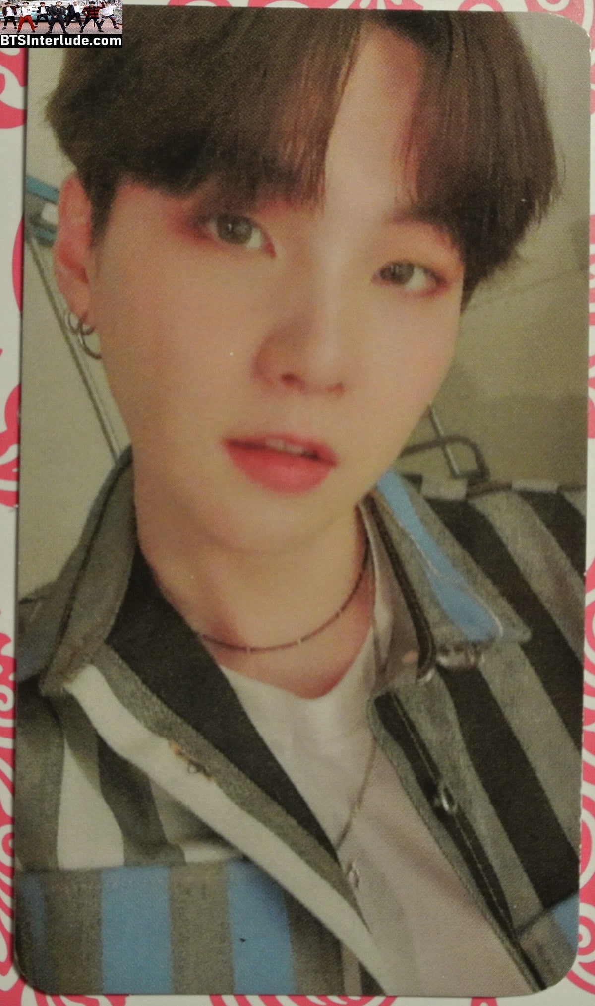 BTS PHOTOCARD FANSITE SUGA MIN YOONGI 민윤기 STRIPED SHIRT PC PHOTO CARD