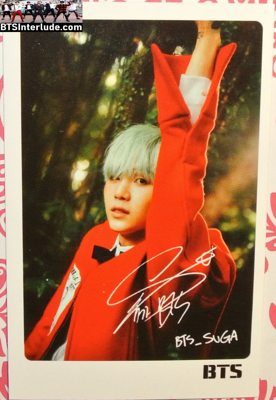 BTS PHOTOCARD FANSITE SUGA MIN YOONGI 민윤기 MINT YOONGI YNWA RED JACKET YOU NEVER WALK ALONE SWING PC PHOTO CARD