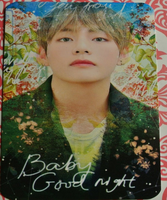 BTS PHOTOCARD FANSITE V KIM TAEHYUNG 김태형 BABY GOOD NIGHT FANSITE BLOND HAIR FLOWERS PHOTO CARD