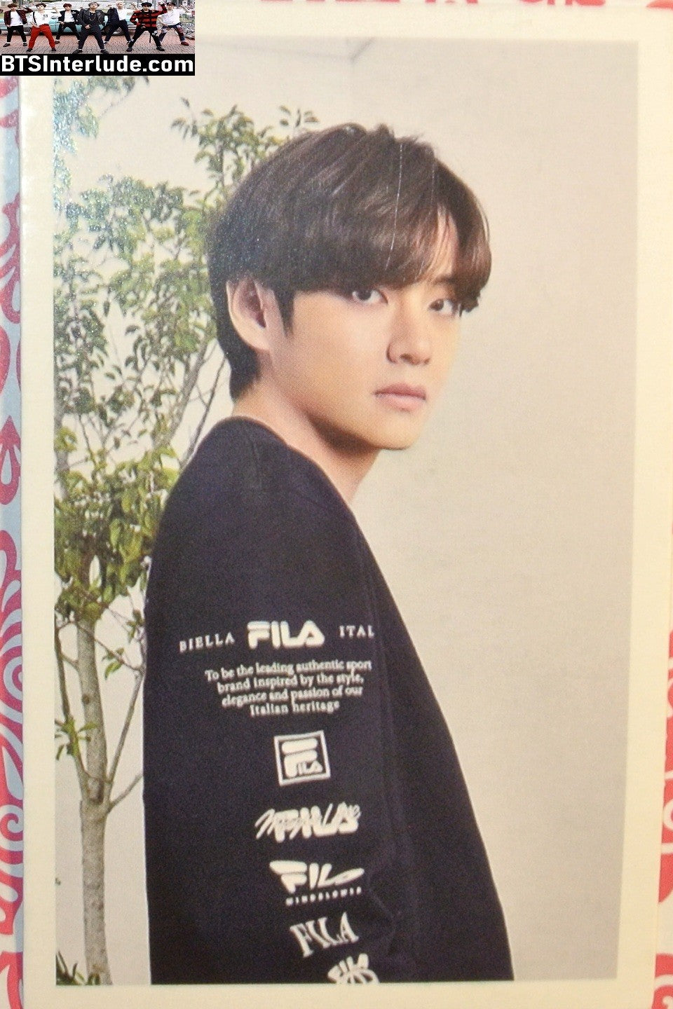 BTS PHOTOCARD FANSITE V KIM TAEHYUNG 김태형 BLACK LONG SLEEVE SHIRT FILA PC PHOTO CARD