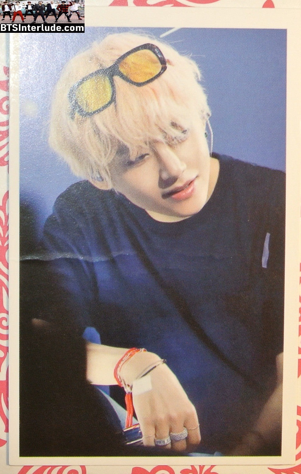 BTS PHOTOCARD FANSITE V KIM TAEHYUNG 김태형 BLOND HAIR GLASSES VERTICAL PC PHOTO CARD