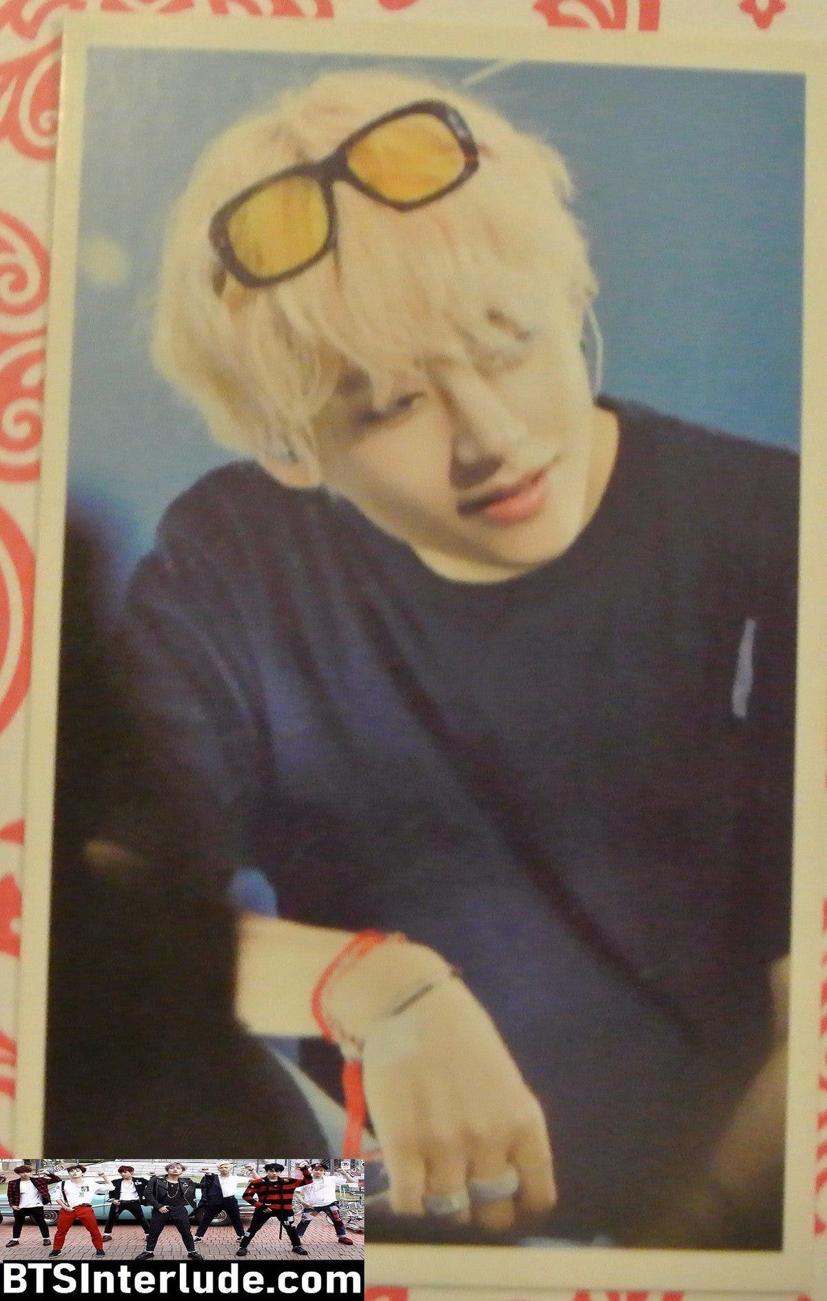 BTS PHOTOCARD FANSITE V KIM TAEHYUNG 김태형 BLOND HAIR GLASSES VERTICAL PC PHOTO CARD