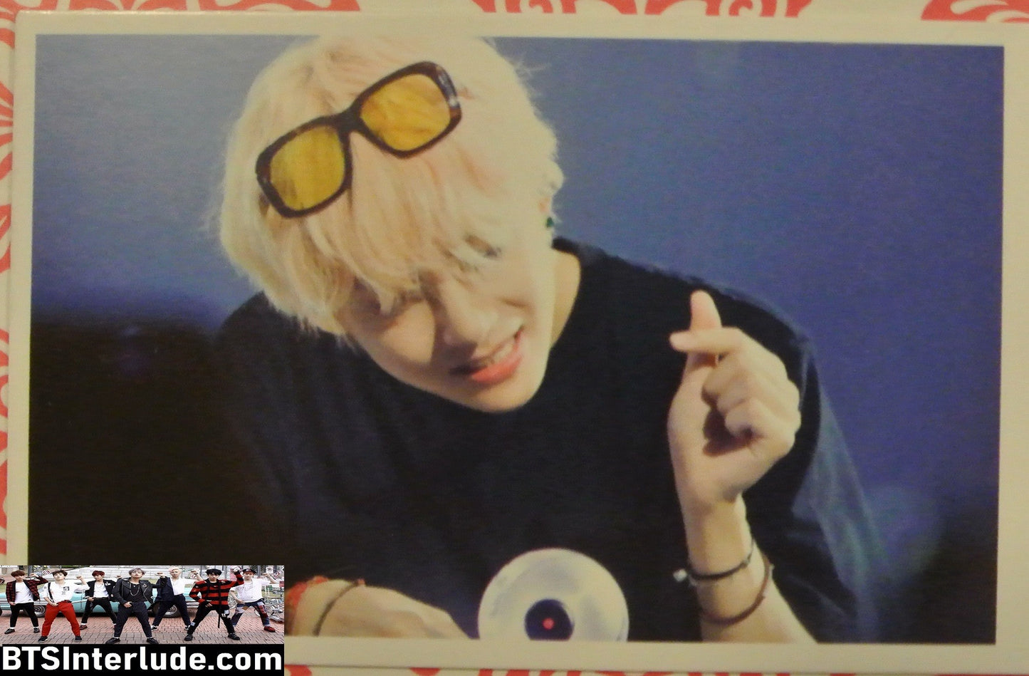 BTS PHOTOCARD FANSITE V KIM TAEHYUNG 김태형 BLOND HAIR GLASSES HORIZONTAL PHOTO CARD PC
