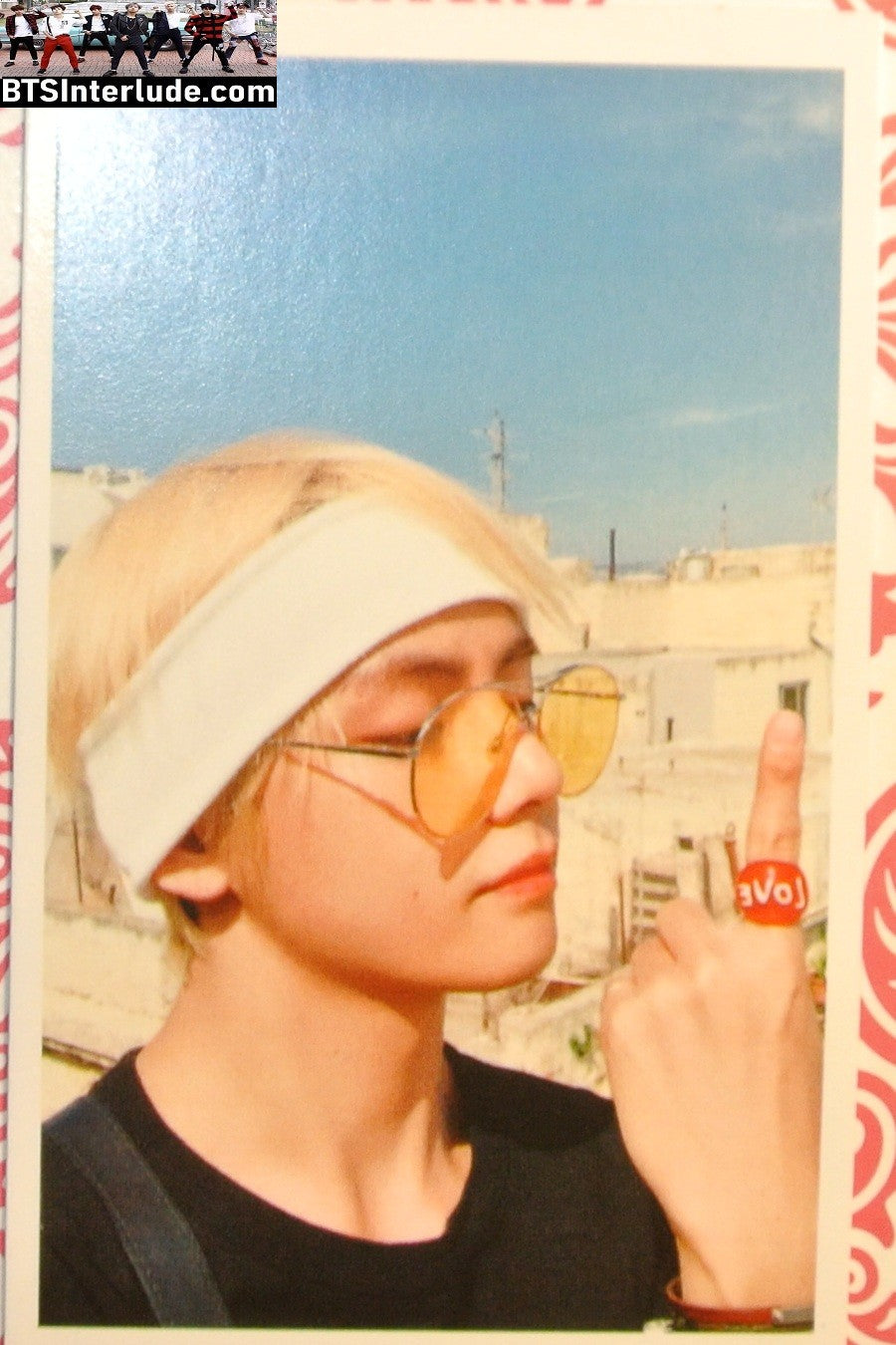 BTS PHOTOCARD FANSITE V KIM TAEHYUNG 김태형 BLOND HAIR GLASSES WHITE HEADBAND PC PHOTO CARD