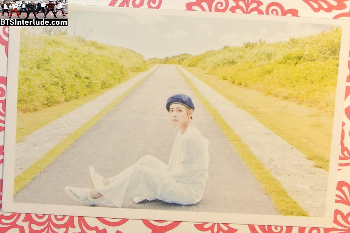 BTS PHOTOCARD FANSITE V KIM TAEHYUNG 김태형 BLOND HAIR BLACK BERET ROAD PC PHOTO CARD