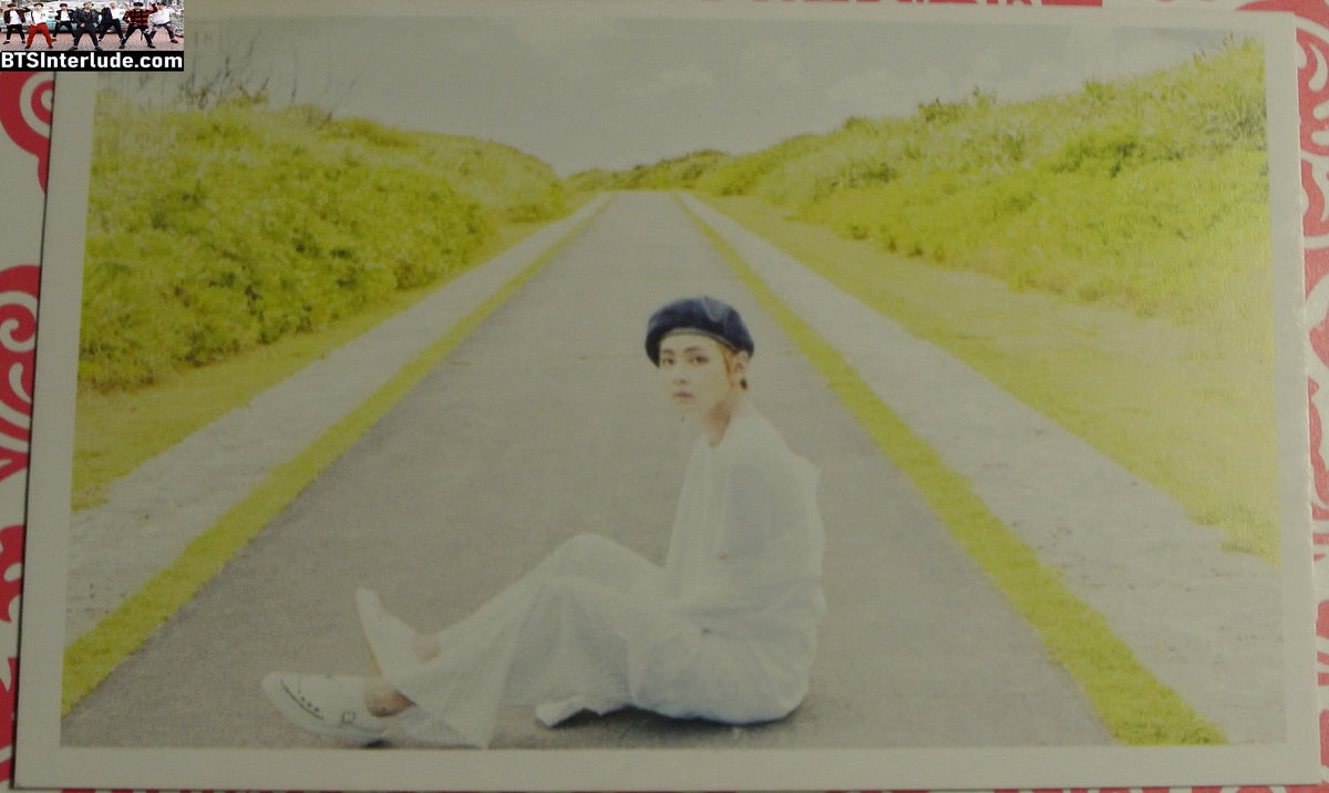 BTS PHOTOCARD FANSITE V KIM TAEHYUNG 김태형 BLOND HAIR BLACK BERET ROAD PC PHOTO CARD