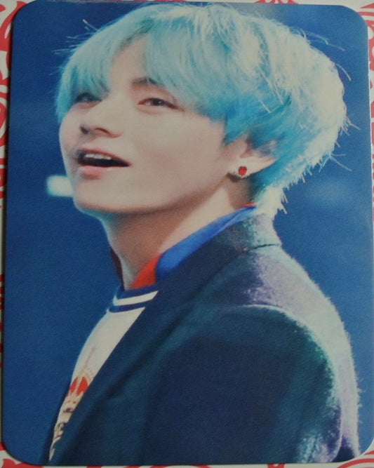 BTS PHOTOCARD FANSITE V KIM TAEHYUNG 김태형 BLUE HAIR 3/4 PROFILE PHOTO CARD