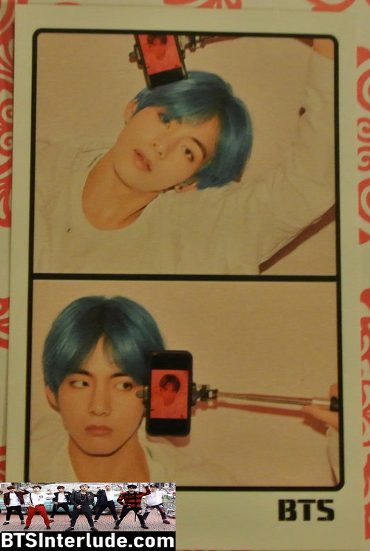 BTS PHOTOCARD FANSITE V KIM TAEHYUNG 김태형 BLUE HAIR 2 FRAMES MAP OF THE SOUL PERSONA PHOTO CARD PC