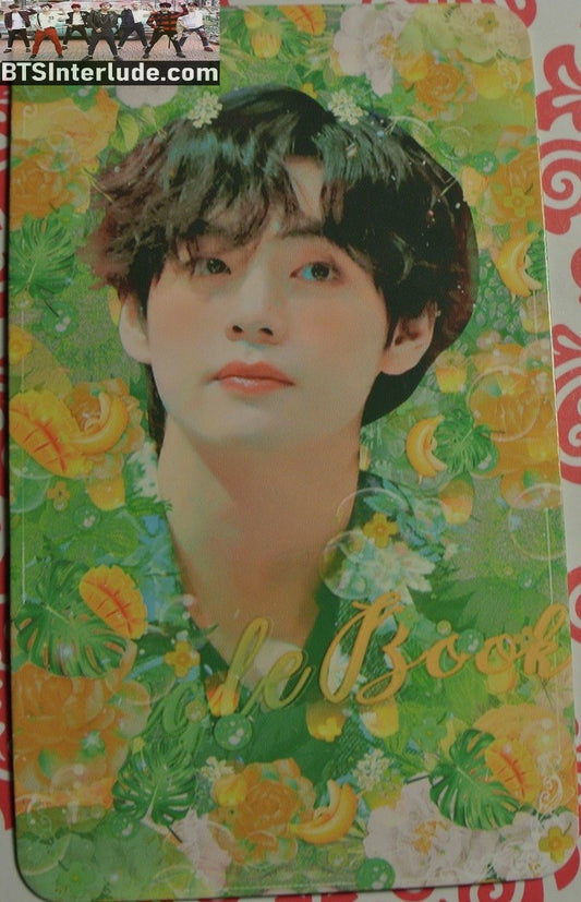 BTS PHOTOCARD FANSITE V KIM TAEHYUNG 김태형 BROWN HAIR GREEN FLOWERS PHOTO CARD